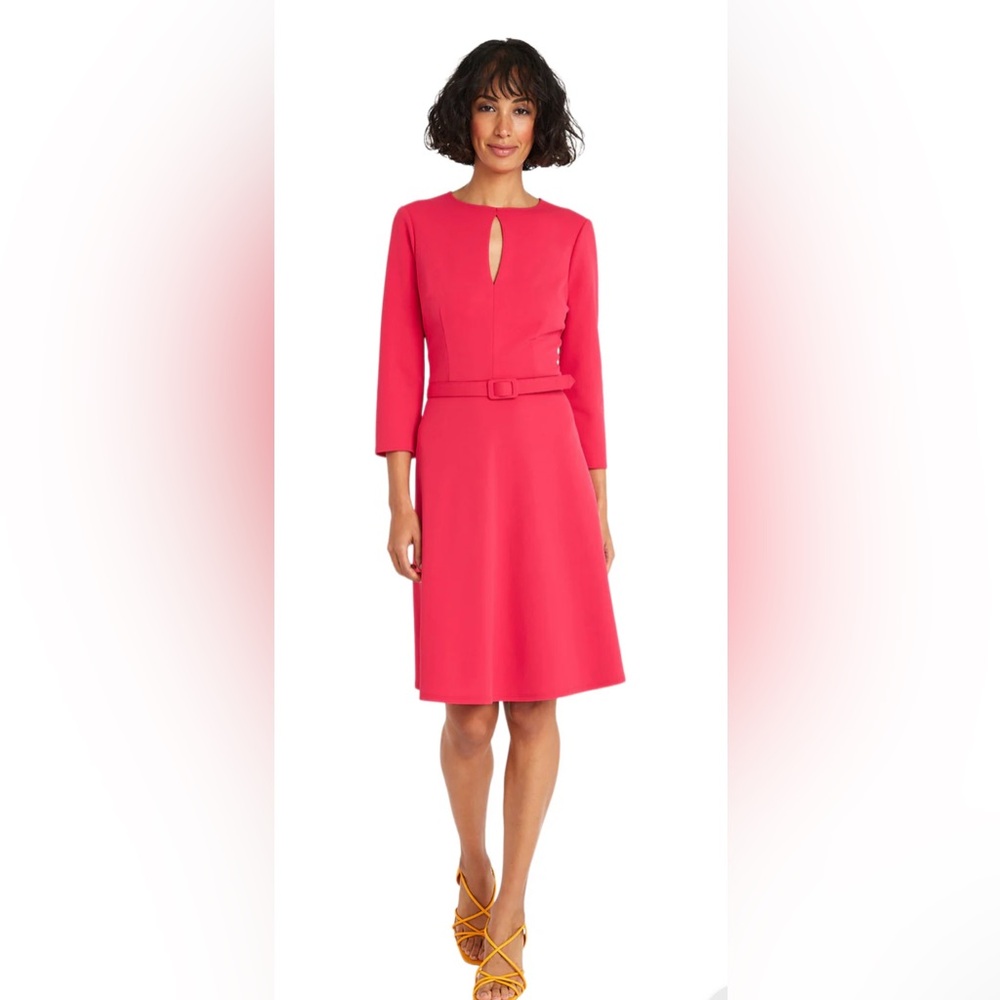 Maggy London Chiara dress Keyhole Neck Knee Length 3/4 Sleeves Dress A-line